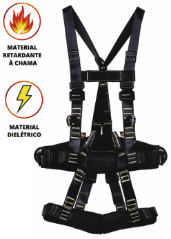 Cinto Paraquedista Abdominal Eletricista Ferragens Dielétricas e Retardante à Chama 4 Pontos