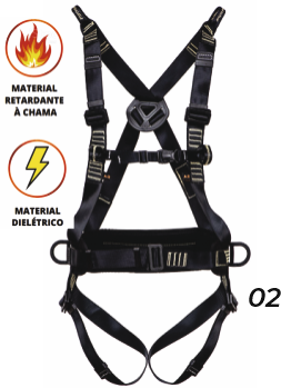 Cinto Paraquedista Abdominal Regulagem Total, Ferragens Dielétricas e Retardante à Chama - 6 Pontos