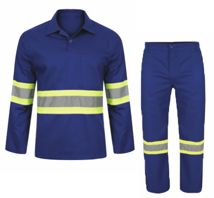 Conjunto Em Brim Azul C/ Faixa Refletiva